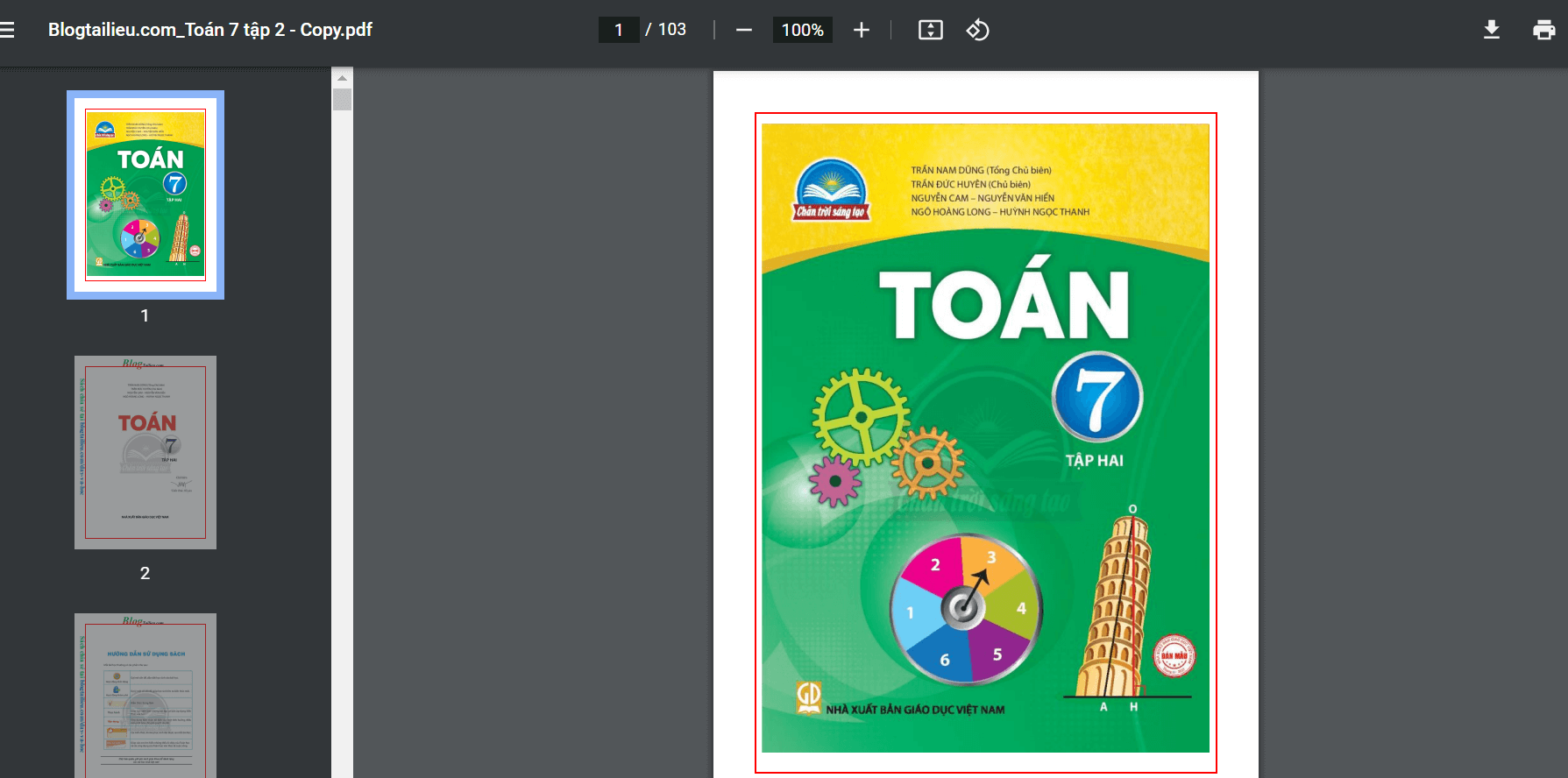 Sách Toán lớp 7 Chân trời sáng tạo | Xem online, tải PDF