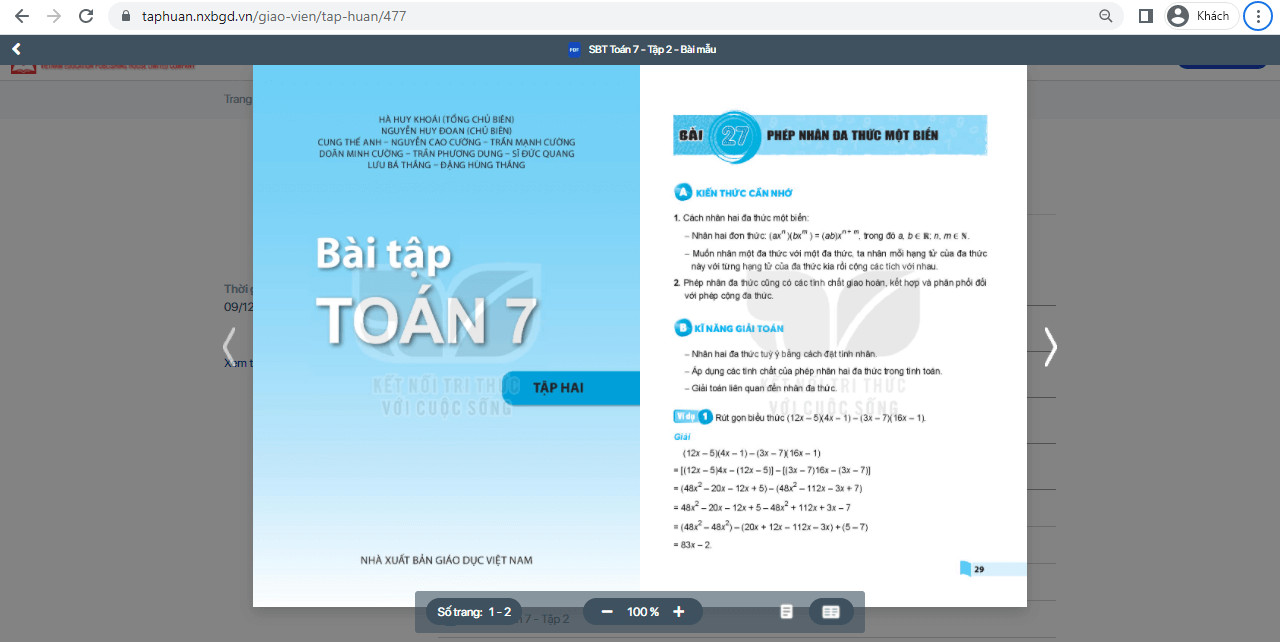 Sách Toán lớp 7 Kết nối tri thức | Xem online, tải PDF