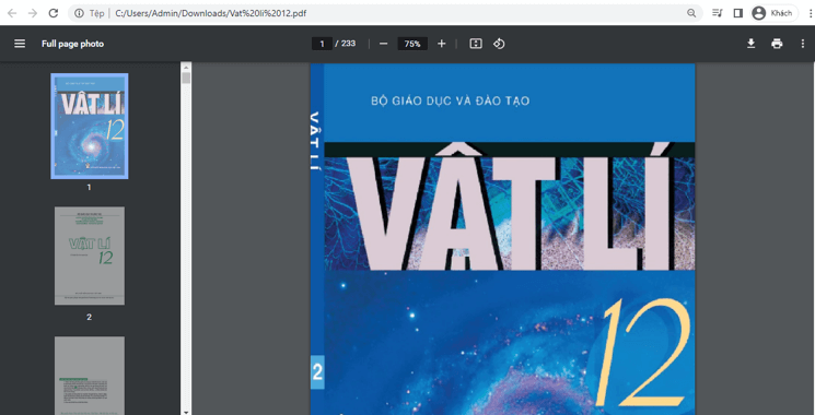 Sách Vật lí lớp 12 | Xem online, tải PDF (ảnh 1)