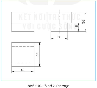 Vẽ 3 hình chiếu vuông góc của các chi tiết 1 và 2 trên bản vẽ lắp bộ bàn trượt (Hình 4.1)