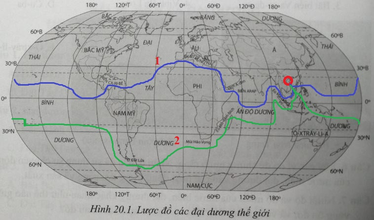 Bài 20: Thực hành: Xác định trên lược đồ các đại dương thế giới