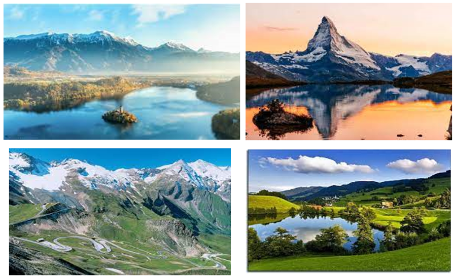 Hãy sưu tầm 4 bức hình đẹp về thiên nhiên châu  Âu và dán vào khung dưới đây.