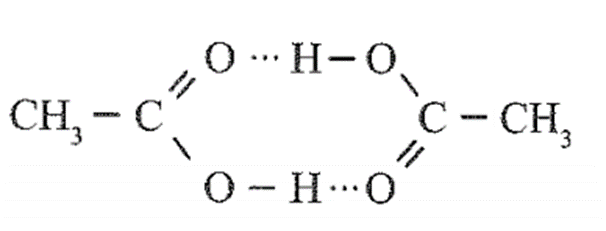 Trong dung dịch, acetic acid có thể tồn tại dạng dimer do sự hình thành liên kết hydrogen