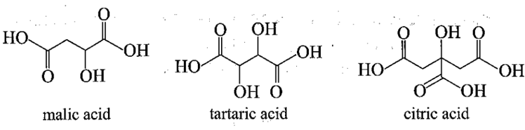 Vị chua của các trái cây là do các acid hữu cơ có trong đó gây nên