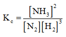 Viết biểu thức tính hằng số cân bằng Kc của phản ứng trên