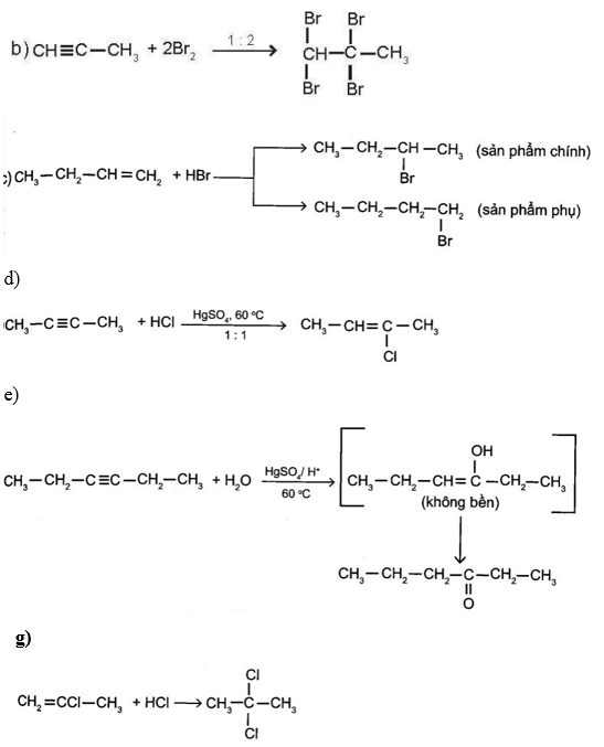 Hoàn thành các phương trình phản ứng sau (nêu rõ sản phẩm chính, phụ nếu có)