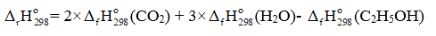 Cho enthalpy tạo thành tiêu chuẩn của các chất trong bảng sau