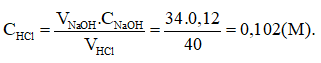 Để chuẩn độ 40 mL dung dịch HCl chưa biết nồng độ