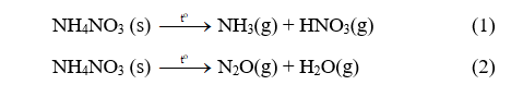 Muối NH4NO3 sẽ nhiệt phân theo phản ứng nào trong 2 phản ứng sau