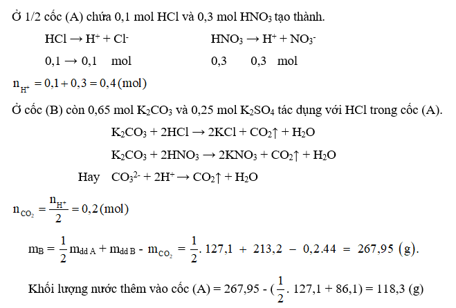 Đặt hai cốc (A) (B) có cùng khối lượng lên hai đĩa cân