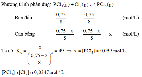 Phosphorus trichloride (PCl3) phản ứng với chlorine (Cl2)