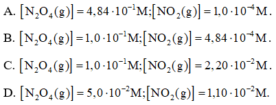 Cho phản ứng hoá học sau: N2O4(g) ⇌  2NO2(g)