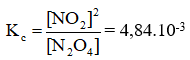 Cho phản ứng hoá học sau: N2O4(g) ⇌  2NO2(g)