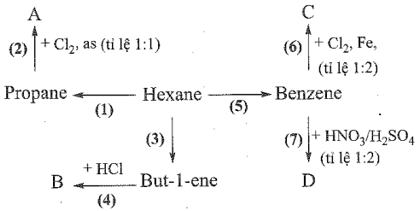 Hoàn thành sơ đồ chuyển hoá sau đây và viết các phương trình hoá học Biết A B C D F là các sản phẩm chính