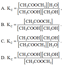 Cho phản ứng hoá học sau: CH3COOH(l) + CH3OH(l) ⇌  CH3COOCH3(l) + H2O(l)