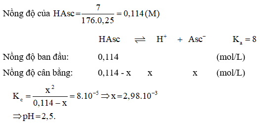 Ascobic acid (vitamin C) là một acid hũu cơ được kí hiệu đơn giản là HAsc