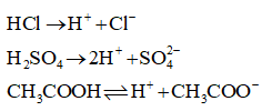 Cho các dung dịch sau: HCl 0.1 M, H2SO4 0.1 M và CH3COOH 0.1 M