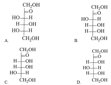 Công thức nào dưới đây mô tả đúng cấu tạo của fructose ở dạng mạch hở