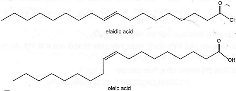 Oleic acid và elaidic acid là các acid béo đồng phân hình học của nhau