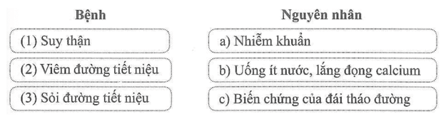 Nối tên bệnh với nguyên nhân gây bệnh đó cho phù hợp