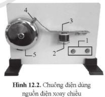 Hình 12.2 là ảnh chụp chuông điện dùng nguồn điện xoay chiều trang 38 SBT Khoa học tự nhiên 9