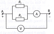 Cho sơ đồ đoạn mạch điện như hình bên. Biết R1 = 80 Ω, R2 = 60 Ω