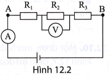 Ba điện trở R1 = 5 ohm , R2 = 8 ohm , R3 = 15 ohm được mắc vào mạch điện như Hình 12.2