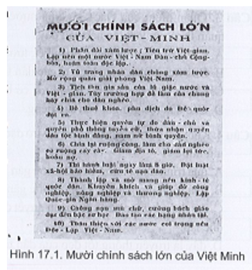 Đọc các thông tin trong hình 7.1, hãy Viết ra ba thông tin cơ bản về Mặt trận Việt Minh