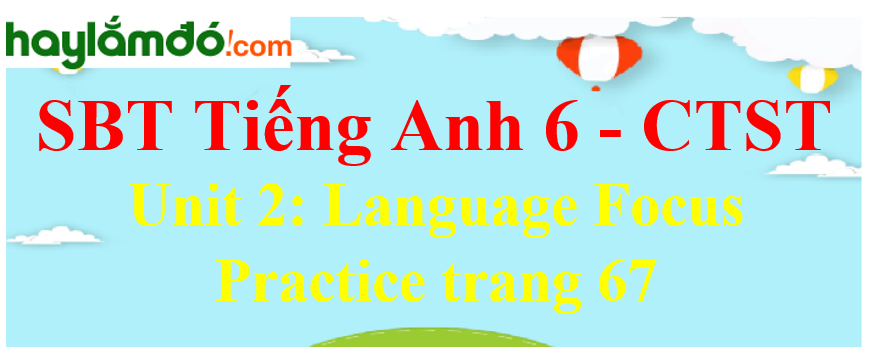 Giải sách bài tập Tiếng Anh 6 trang 67 Unit 2: Language Focus Practice - Chân trời sáng tạo