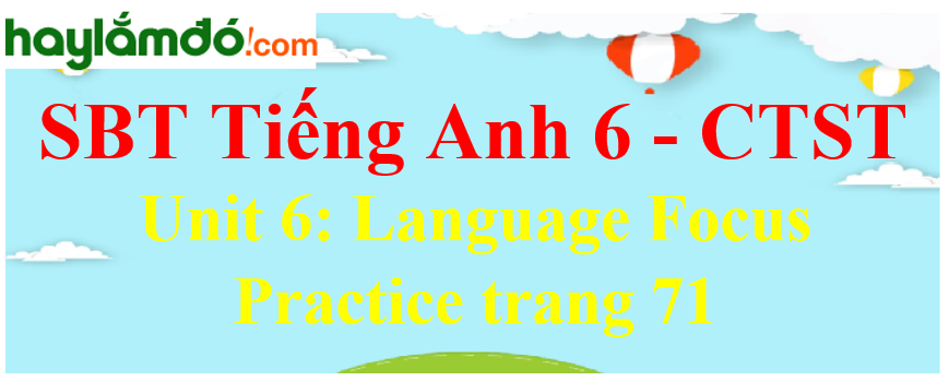 Giải sách bài tập Tiếng Anh 6 trang 71 Unit 6: Language Focus Practice - Chân trời sáng tạo
