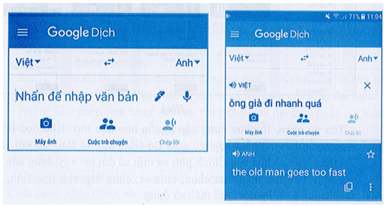 Em hãy sử dụng máy tính hoặc điện thoại thông minh để dịch một đoạn văn bản