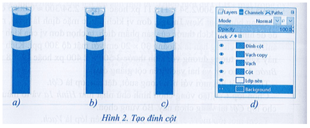 Hình 5 mô phỏng một dãy cột dùng để giăng dây trên hè phố hoặc cho một khu vực