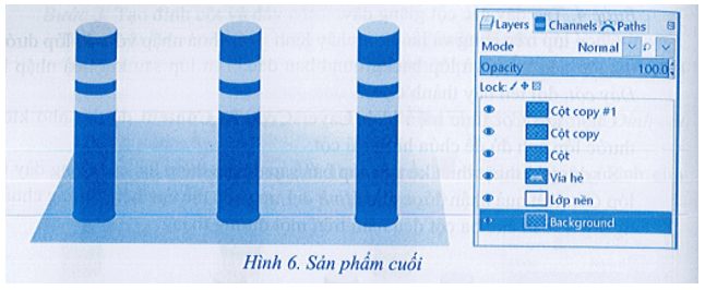 Hình 5 mô phỏng một dãy cột dùng để giăng dây trên hè phố hoặc cho một khu vực