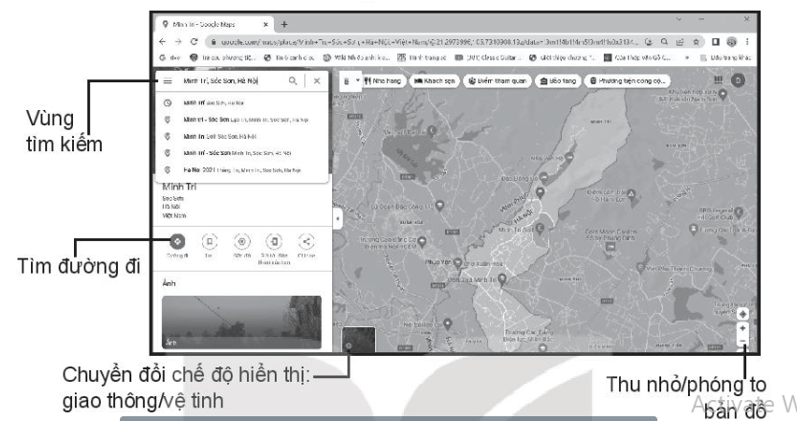 Thực hành: Em hãy sử dụng bản đồ trực tuyến Google Map tại địa chỉ google.com/maps 