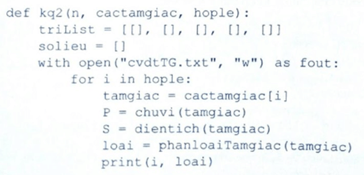 Thực hiện bài tập lớn về lập trình Python xử lí Tam giác