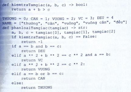 Thực hiện bài tập lớn về lập trình Python xử lí Tam giác