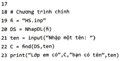 Bài toán tương tự Câu 27.6, nhưng câu hỏi là nhập tên và kiểm tra theo tên