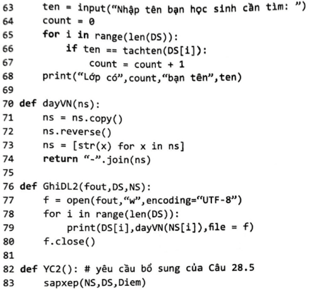 Viết và hoàn thiện chương trình cho Câu 28.6