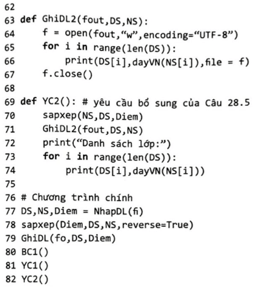 Viết và hoàn thiện chương trình cho Câu 28.5