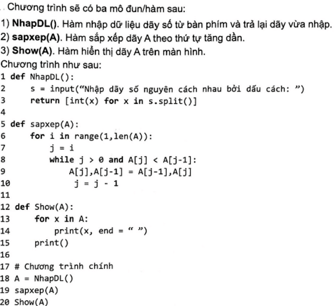 Viết chương trình nhập từ bàn phím một dãy số nguyên, sau đó sắp xếp dãy này