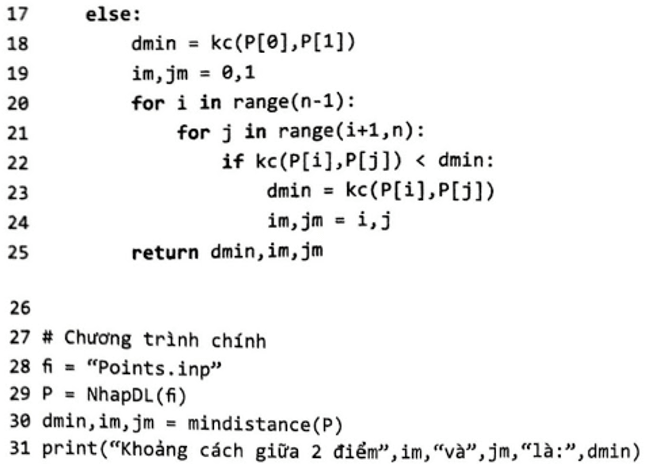 Cho trước n điểm trên mặt phẳng. Cần tìm ra hai điểm có khoảng cách ngắn nhất