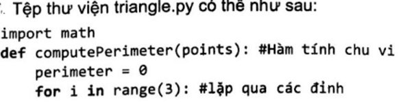Xây dựng thư viện triangle.py gồm các hàm tiện ích để in ra chu vi