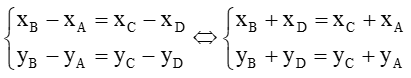 Trong mặt phẳng tọa độ Oxy, cho tứ giác ABCD có A(xA; yA); B(xB; yB); C(xC; yC); D(xD; yD)