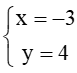 Trong mặt phẳng tọa độ Oxy, cho vectơ u = (-2;-4), vectơ v = (2x-y;y). Hai vectơ u và vectơ v bằng nhau nếu