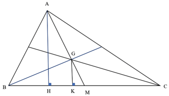 Cho tam giác ABC có trọng tâm G Chứng minh các tam giác GBC, GAB, GAC có diện tích bằng nhau