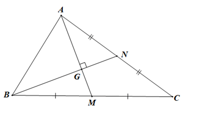 Cho tam giác ABC có hai trung tuyến kẻ từ A và B vuông góc