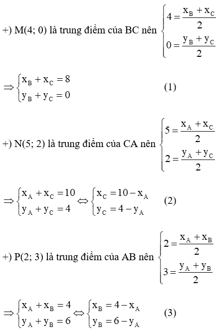 Trong mặt phẳng toạ độ Oxy cho ba điểm M(4; 0), N(5; 2) và P(2, 3)