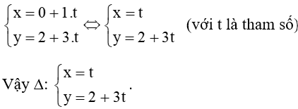 Trong mặt phẳng Oxy, cho điểm D(0; 2) và hai vectơ n = (1;-3), u = (1;3)