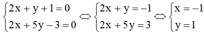Cho hai đường thẳng d: 2x + y + 1 = 0 và k: 2x + 5y – 3 = 0