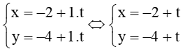 Đường thẳng qua A(1; –1) và B(–2; –4) có phương trình là
